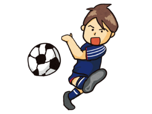 シュートを放つサッカー日本代表のイラスト 無料で使えるフリーな らくがき素材