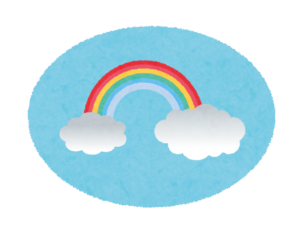 雲と虹の背景イラスト 無料で使えるフリーな らくがき素材