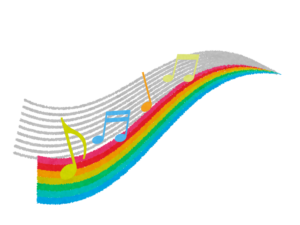 音符と虹のイラスト 無料で使えるフリーな らくがき素材