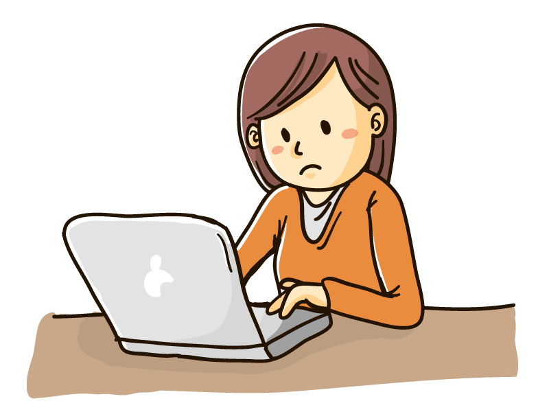 ノートパソコンで作業する女性のイラスト | 無料で使えるフリーな「らくがき素材」